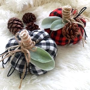 Fall Farmhouse Fabric Pumpkins Handmade Autumn